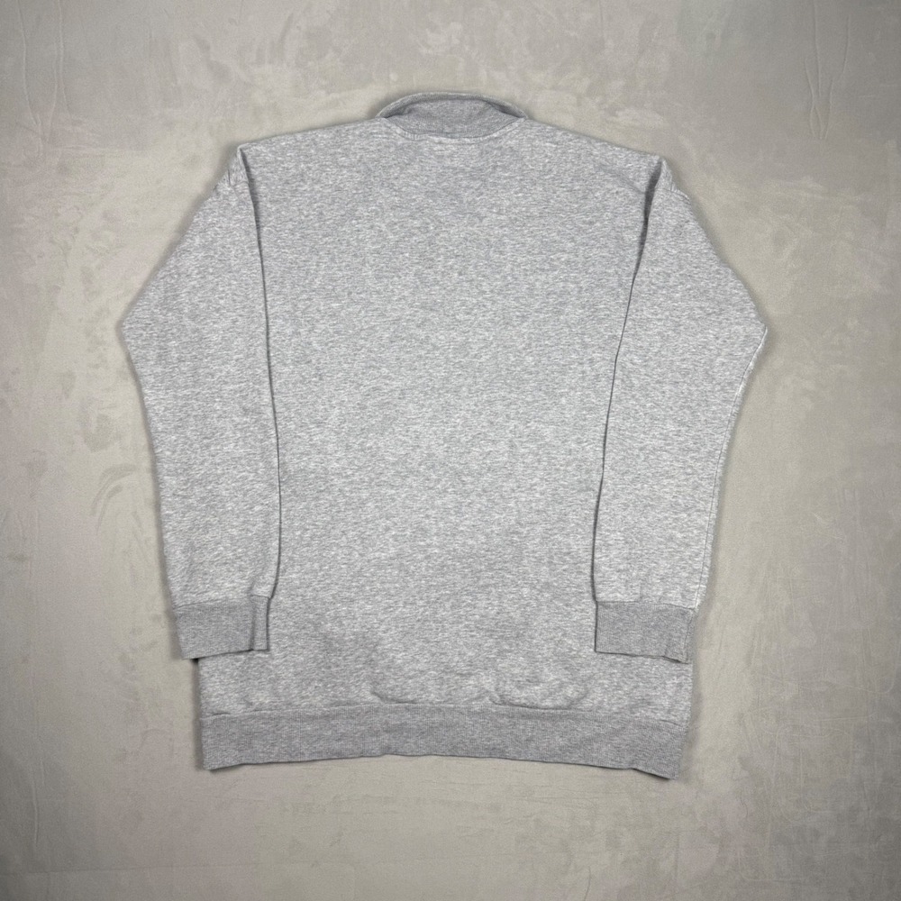 Y2K Mens Adidas Quarter Zip Embroidered Center Logo Sweatshirt Grey Small - Picture 5 of 7